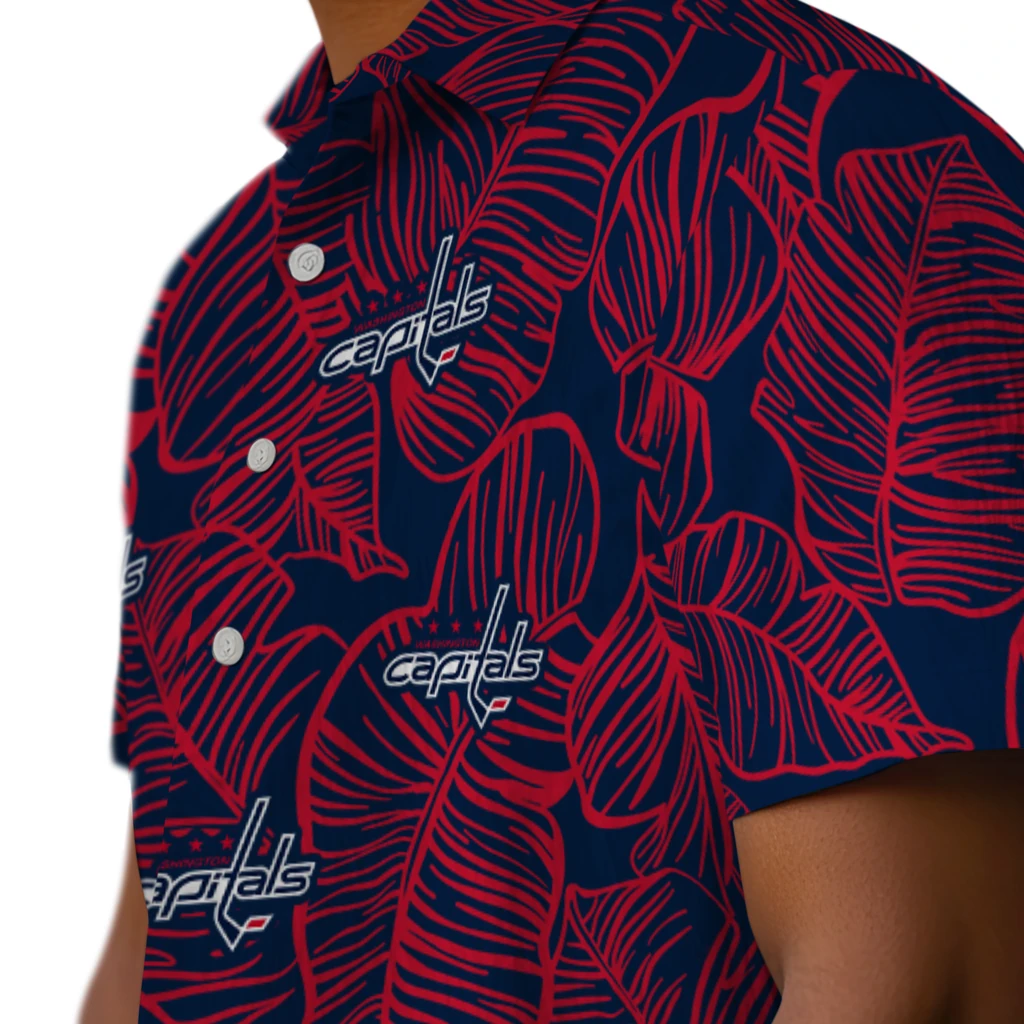 Washington Capitals Hawaiian Shirt - Leaf Outline washington capitals leaf outline blue hawaiian shirts trendy