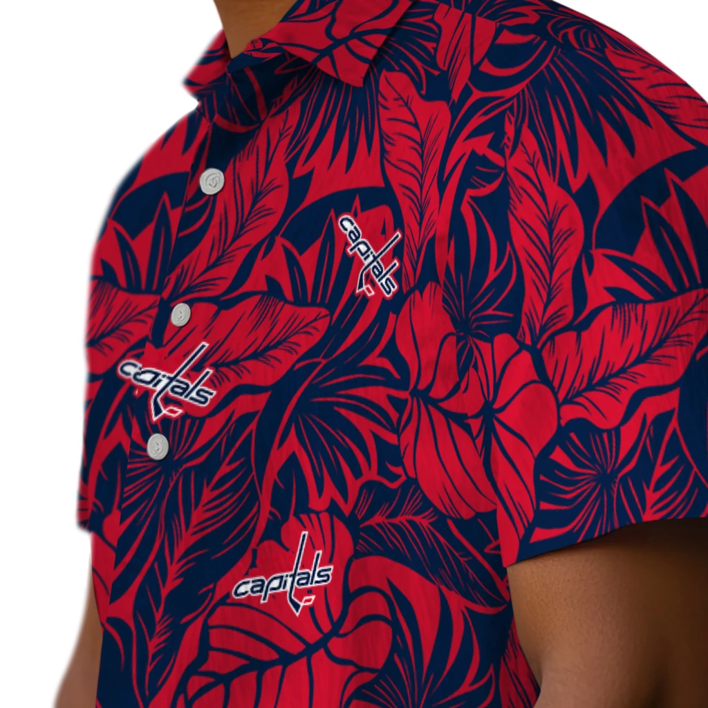 Washington Capitals Hawaiian Shirt - Monstera Layer washington capitals monstera layer blue hawaiian shirts trendy