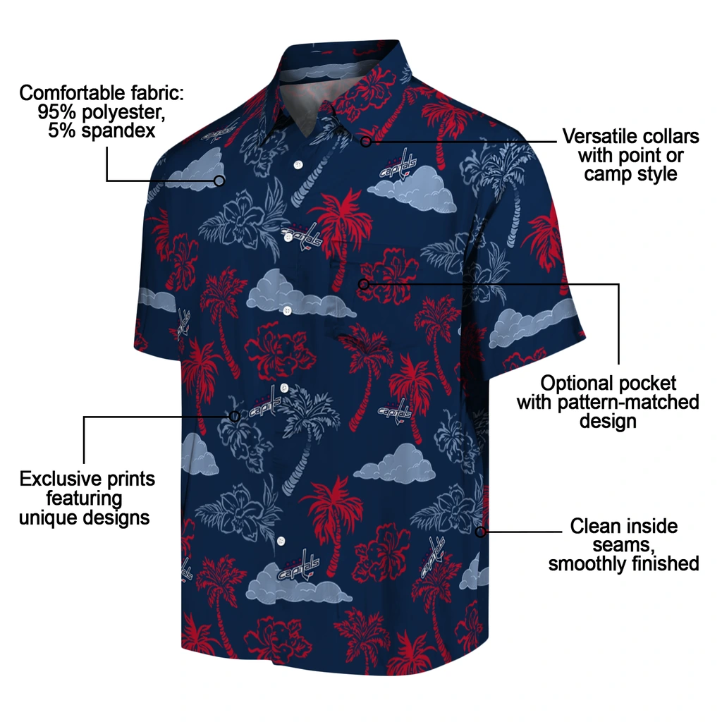Washington Capitals Hawaiian Shirt - Palm And Clouds washington capitals palm and clouds blue hawaiian shirts new arrival