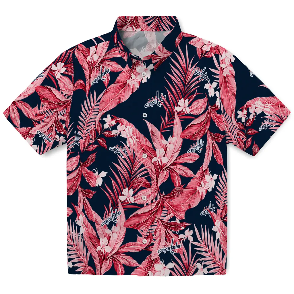Washington Capitals Hawaiian Shirt - Palm Leaves washington capitals palm leaves blue hawaiian shirts best selling