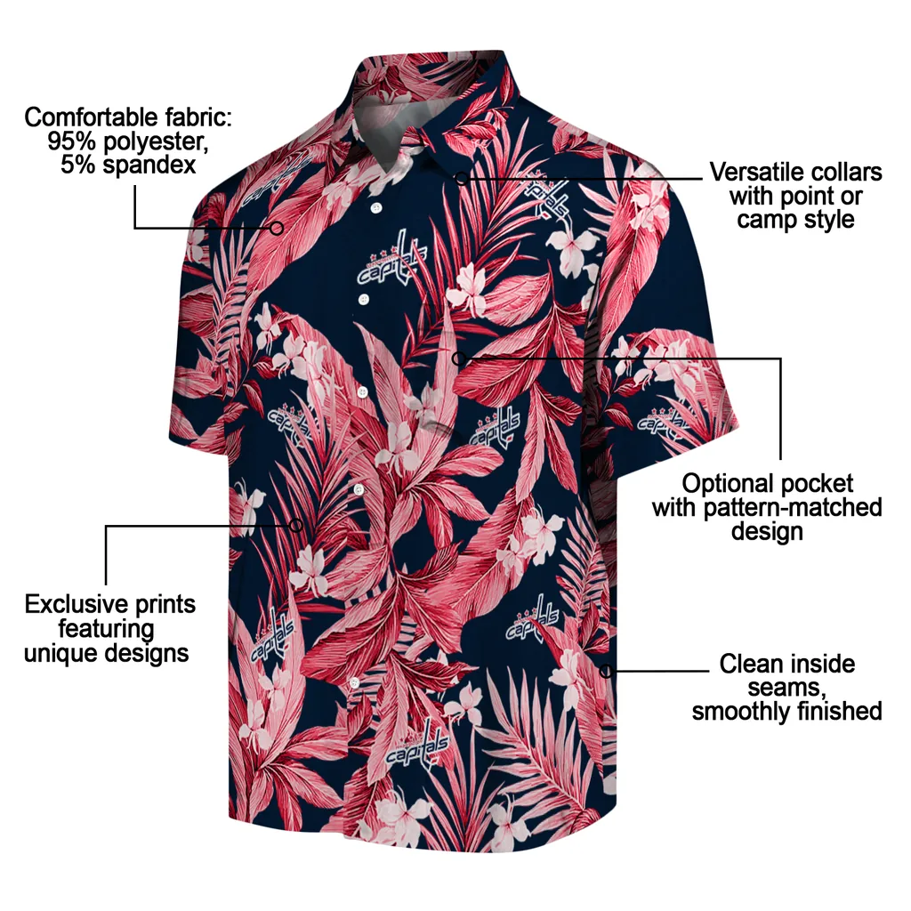 Washington Capitals Hawaiian Shirt - Palm Leaves washington capitals palm leaves blue hawaiian shirts new arrival