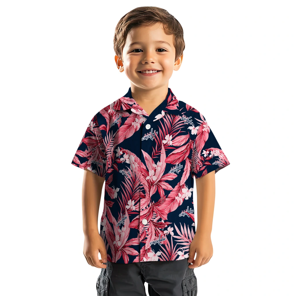 Washington Capitals Hawaiian Shirt - Palm Leaves washington capitals palm leaves blue hawaiian shirts top rated
