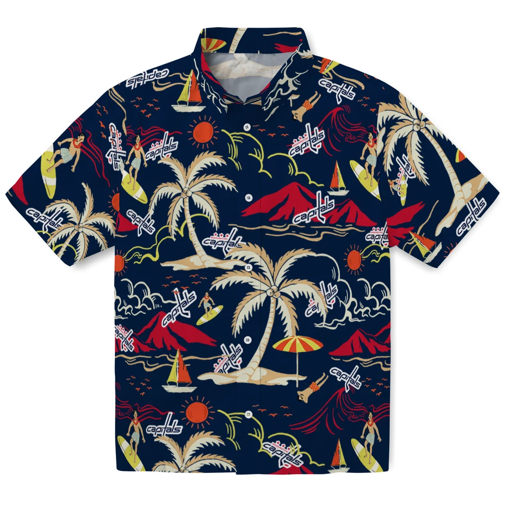 Washington Capitals Hawaiian Shirt - Palm Tree Island washington capitals palm tree island blue hawaiian shirts best selling