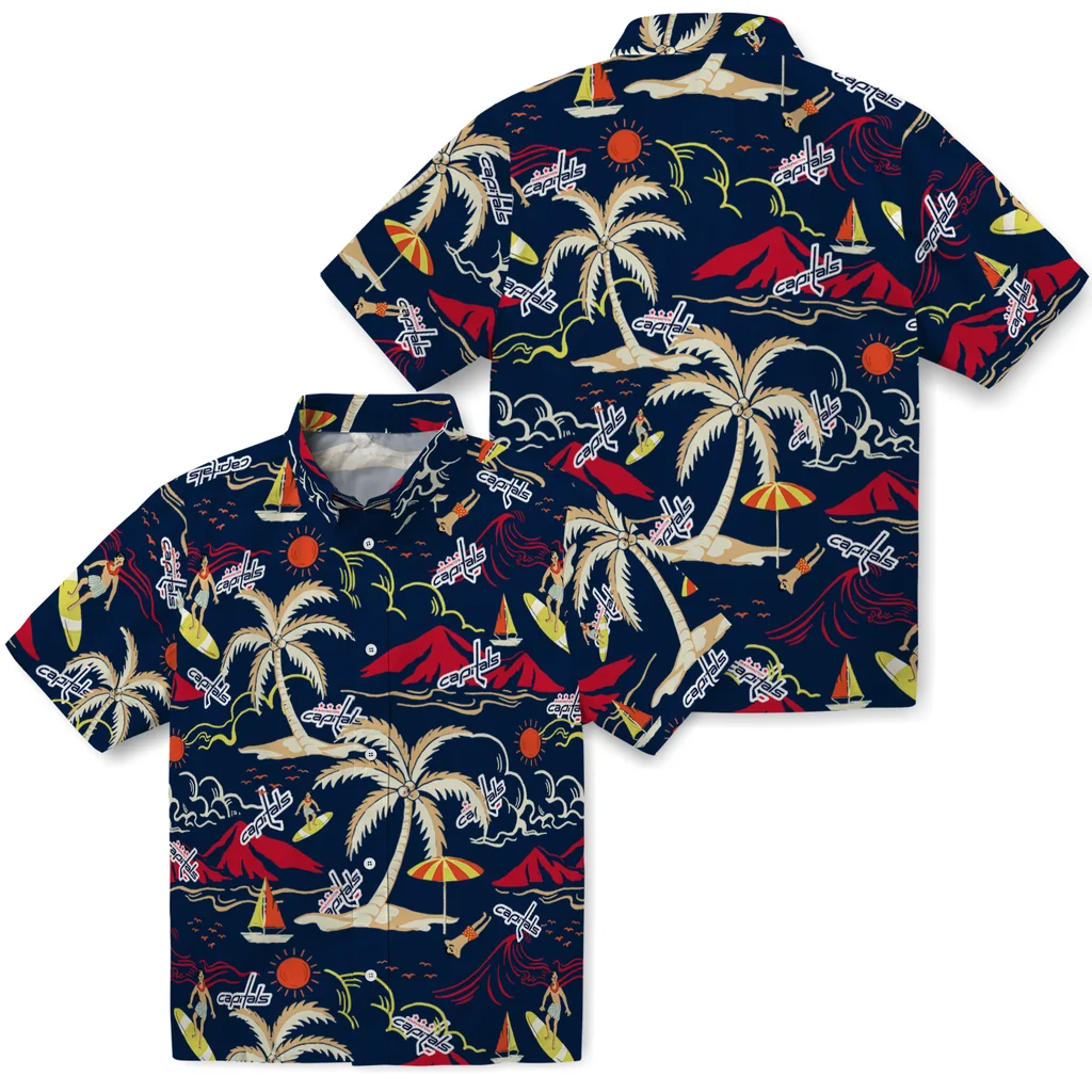 Washington Capitals Hawaiian Shirt - Palm Tree Island washington capitals palm tree island blue hawaiian shirts high quality