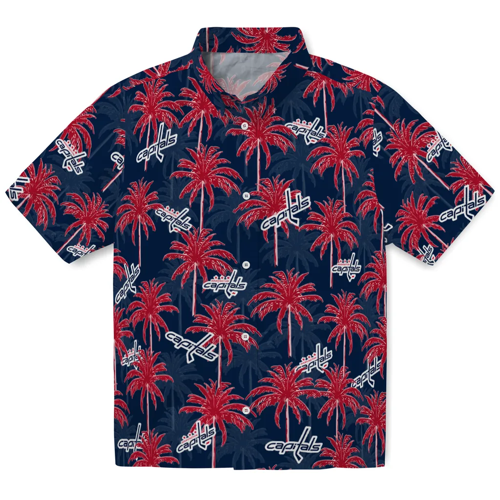 Washington Capitals Hawaiian Shirt - Palm Tree Motif washington capitals palm grove blue hawaiian shirts best selling