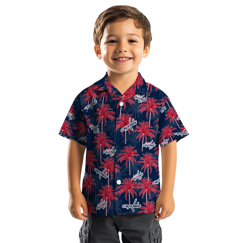 Washington Capitals Hawaiian Shirt - Palm Tree Motif washington capitals palm grove blue hawaiian shirts top rated