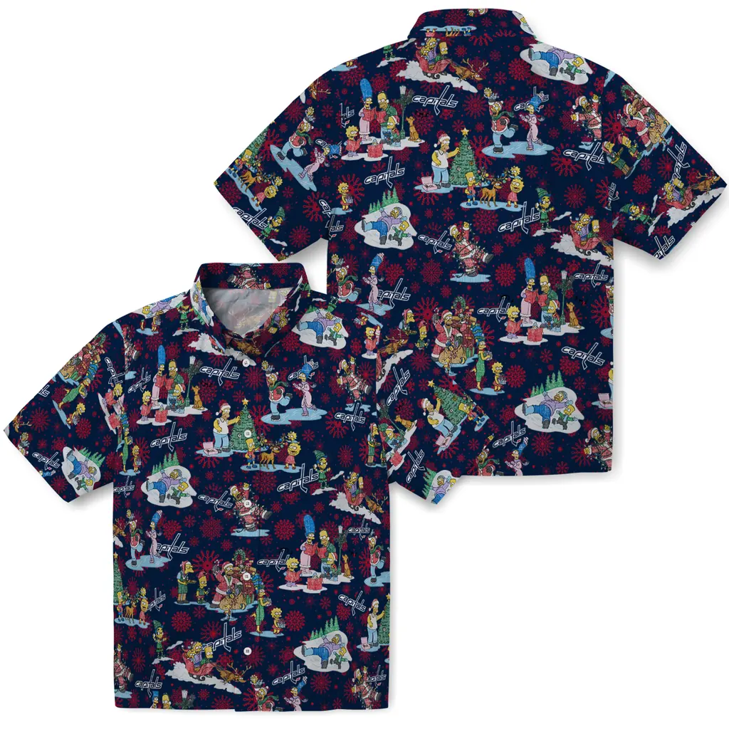 Washington Capitals Hawaiian Shirt - Simpsons Christmas washington capitals simpsons christmas blue hawaiian shirts high quality