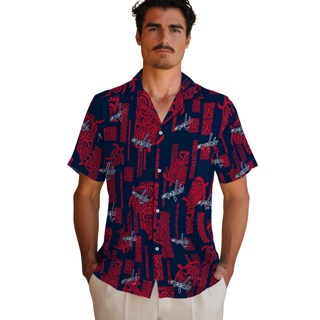 Washington Capitals Hawaiian Shirt - Turtle Lines washington capitals turtle lines blue hawaiian shirts fashion forward