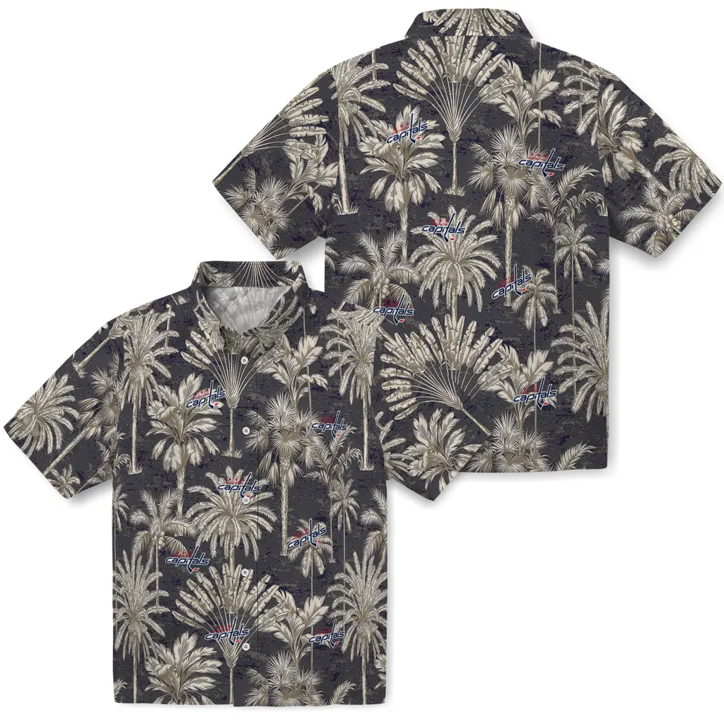 Washington Capitals Hawaiian Shirt - Vintage Palm Tree washington capitals palm shadows blue hawaiian shirts high quality