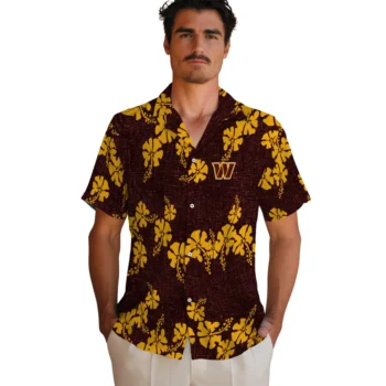 washington commanders hibiscus petals burgundy hawaiian shirts fashion forward