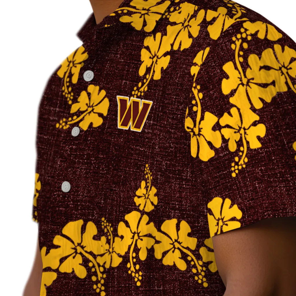Washington Commanders Hawaiian Shirt - 50th State Flower washington commanders hibiscus petals burgundy hawaiian shirts trendy
