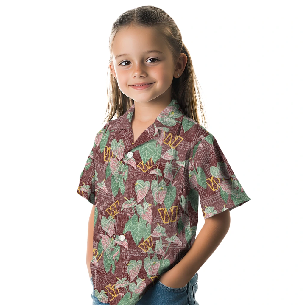 Washington Commanders Hawaiian Shirt - Anthurium Overlay washington commanders anthurium overlay burgundy hawaiian shirts premium grade