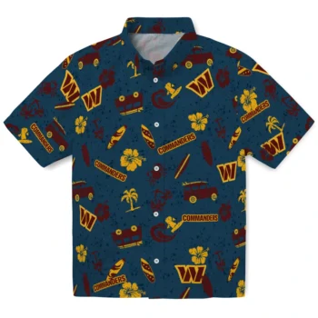 washington commanders beach vibe navy hawaiian shirts best selling