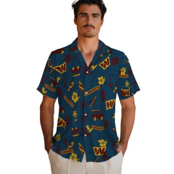 washington commanders beach vibe navy hawaiian shirts fashion forward