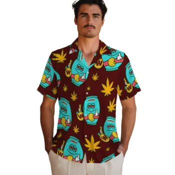 washington commanders bong smile burgundy hawaiian shirts fashion forward