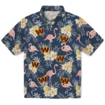Washington Commanders Hawaiian Shirt – Flamingo Hibiscus