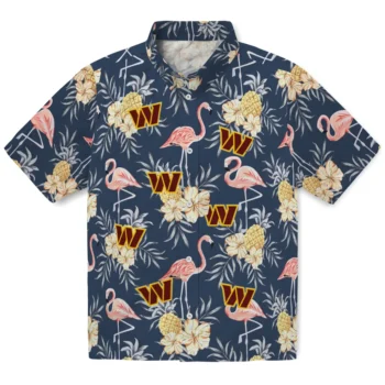 washington commanders flamingo hibiscus navy hawaiian shirts best selling