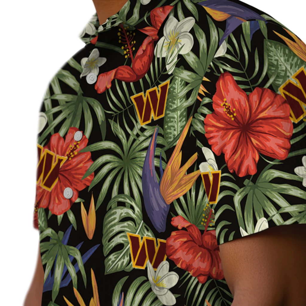Washington Commanders Hawaiian Shirt - Hawaii Floral Hibiscus washington commanders hibiscus bird hawaiian shirts trendy