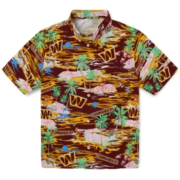 washington commanders flamingo retreat burgundy hawaiian shirts best selling