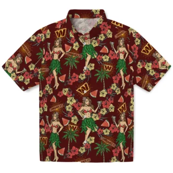 washington commanders hawaiian girls design burgundy hawaiian shirts best selling