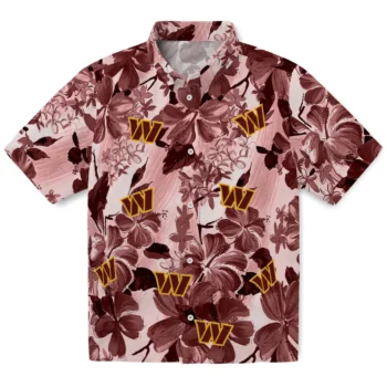 washington commanders hibiscus arrangement burgundy hawaiian shirts best selling