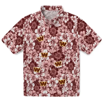 washington commanders hibiscus blooms burgundy hawaiian shirts best selling