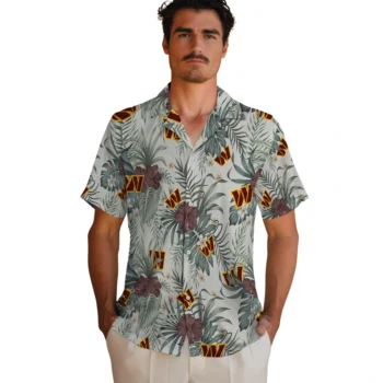 washington commanders hibiscus designs beige hawaiian shirts fashion forward