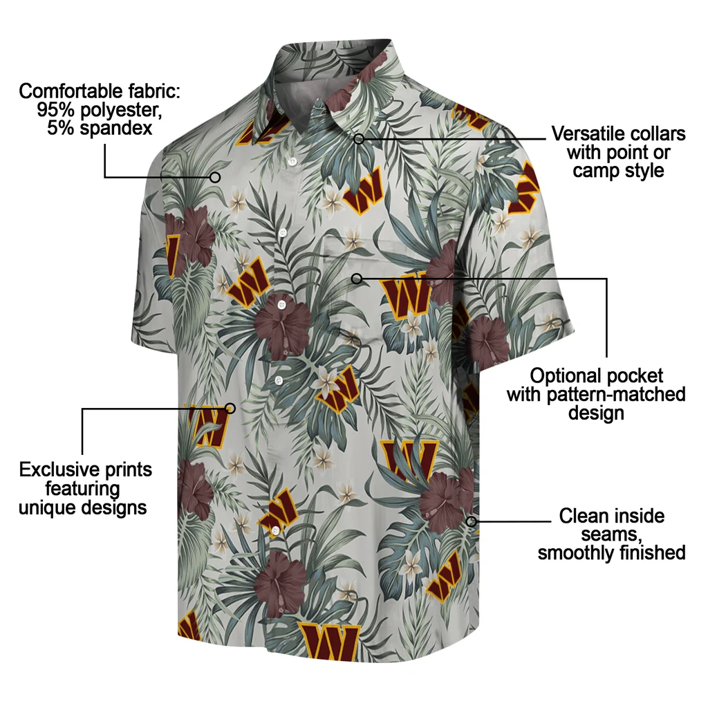 Washington Commanders Hawaiian Shirt - Hibiscus Designs washington commanders hibiscus designs beige hawaiian shirts new arrival