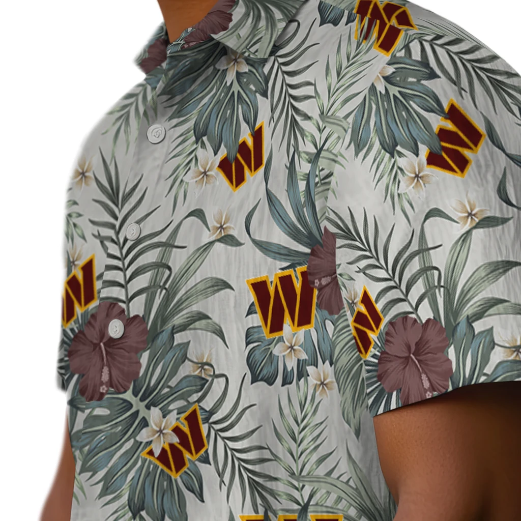 Washington Commanders Hawaiian Shirt - Hibiscus Designs washington commanders hibiscus designs beige hawaiian shirts trendy