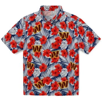washington commanders hibiscus fiesta red royal blue hawaiian shirts best selling