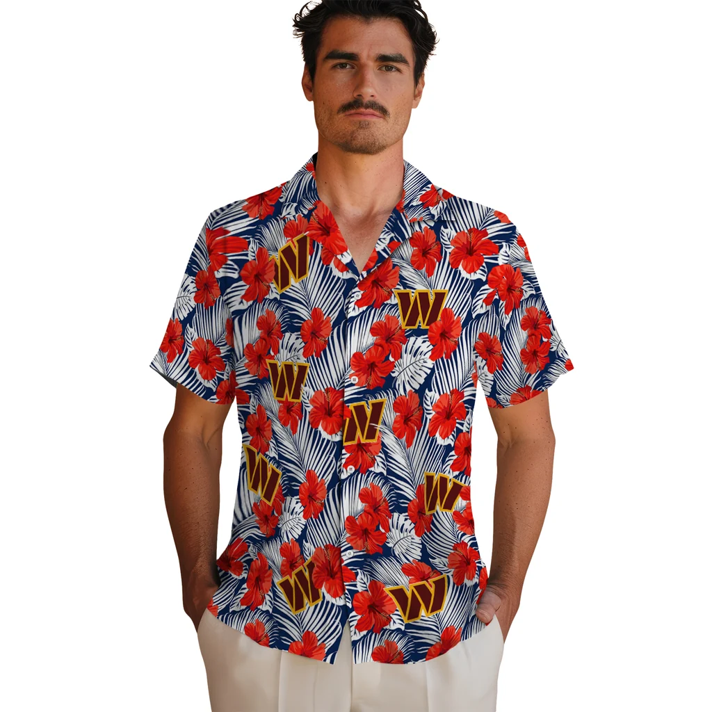 Washington Commanders Hawaiian Shirt - Hibiscus Fiesta washington commanders hibiscus fiesta red royal blue hawaiian shirts fashion forward
