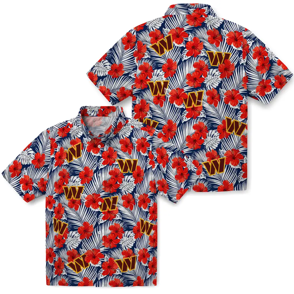Washington Commanders Hawaiian Shirt - Hibiscus Fiesta washington commanders hibiscus fiesta red royal blue hawaiian shirts high quality