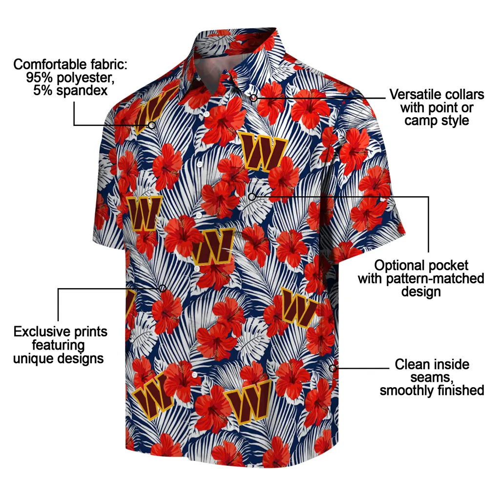 Washington Commanders Hawaiian Shirt - Hibiscus Fiesta washington commanders hibiscus fiesta red royal blue hawaiian shirts new arrival
