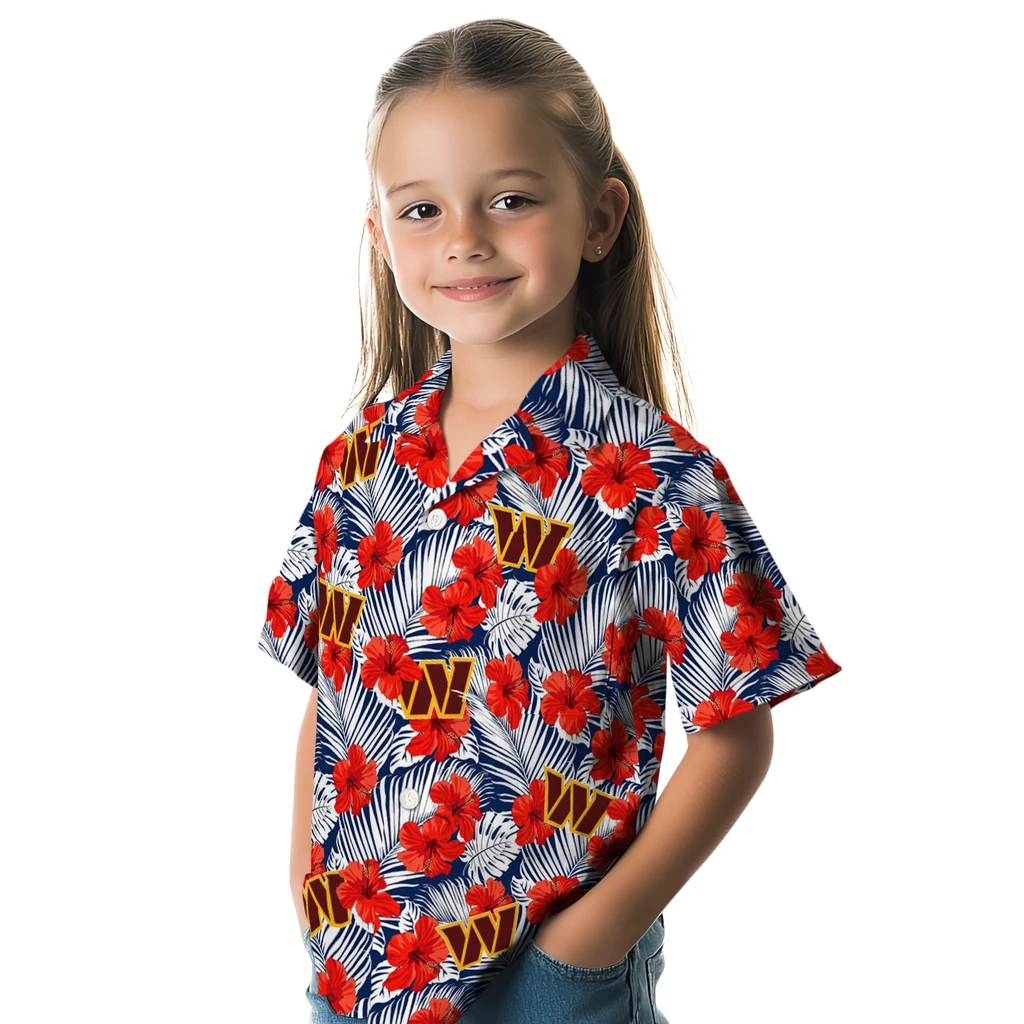 Washington Commanders Hawaiian Shirt - Hibiscus Fiesta washington commanders hibiscus fiesta red royal blue hawaiian shirts premium grade