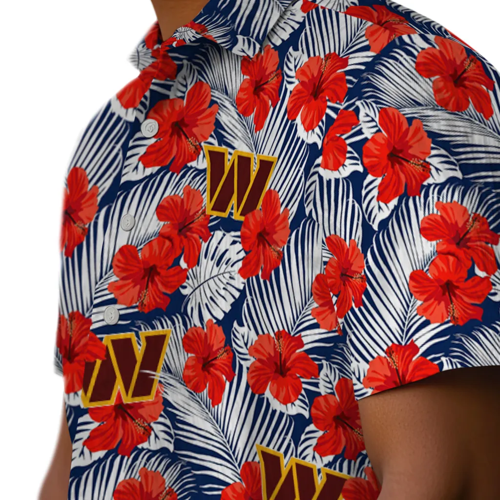 Washington Commanders Hawaiian Shirt - Hibiscus Fiesta washington commanders hibiscus fiesta red royal blue hawaiian shirts trendy