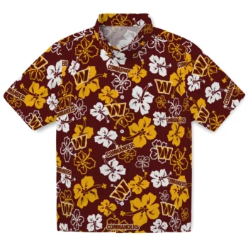 washington commanders hibiscus bloom burgundy hawaiian shirts best selling