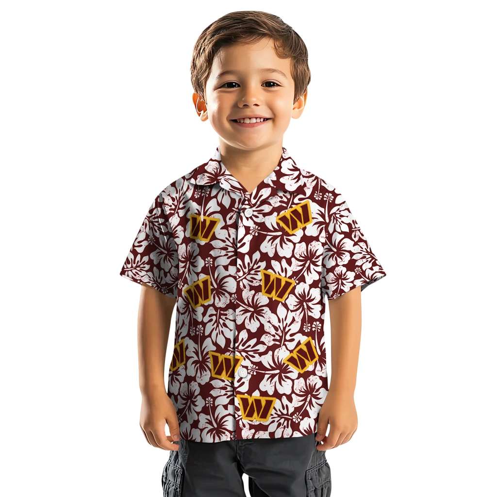 Washington Commanders Hawaiian Shirt - Hibiscus Motif washington commanders hibiscus motif burgundy white hawaiian shirts top rated