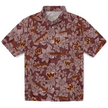 washington commanders hibiscus oasis burgundy hawaiian shirts best selling