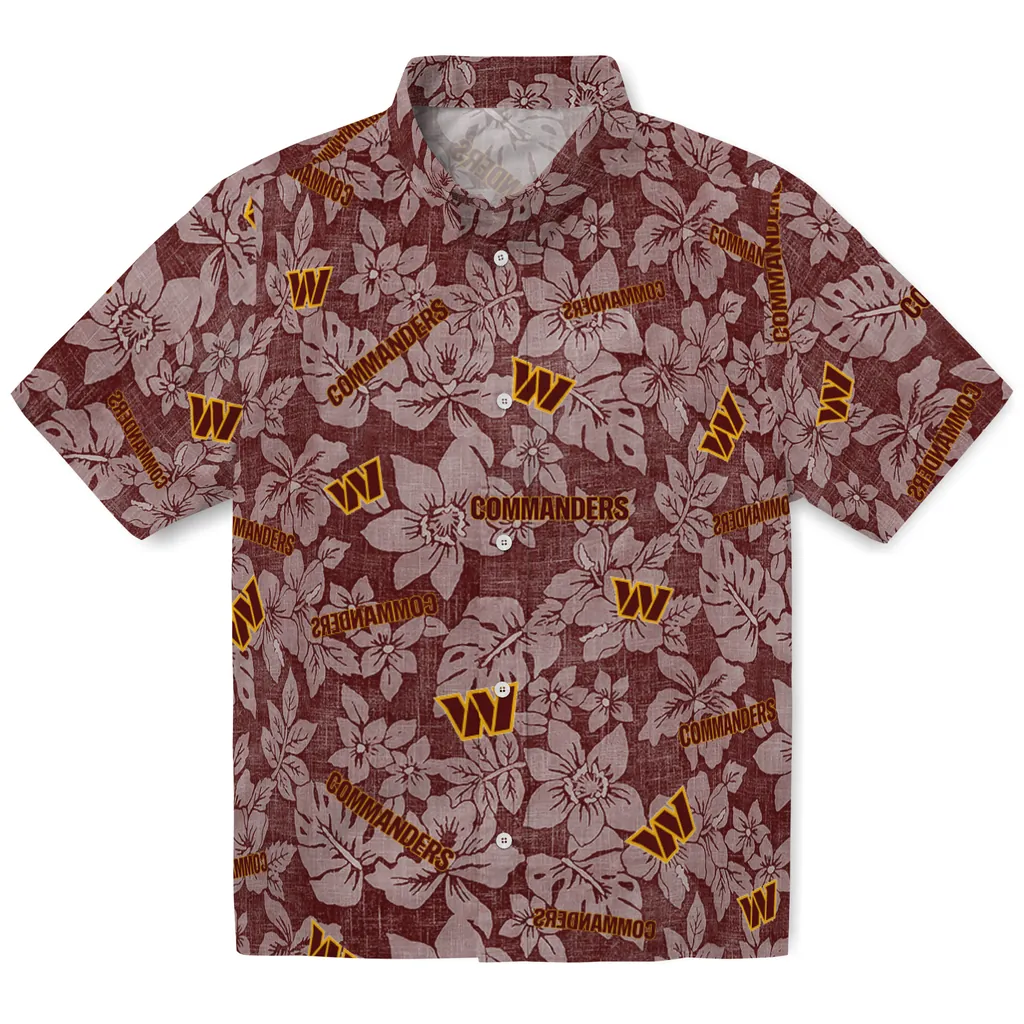 Washington Commanders Hawaiian Shirt - Hibiscus Oasis washington commanders hibiscus oasis burgundy hawaiian shirts best selling