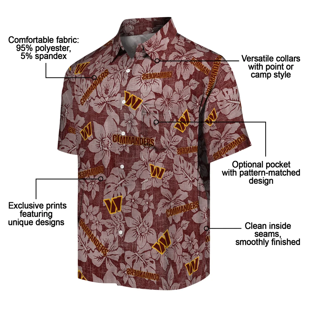 Washington Commanders Hawaiian Shirt - Hibiscus Oasis washington commanders hibiscus oasis burgundy hawaiian shirts new arrival