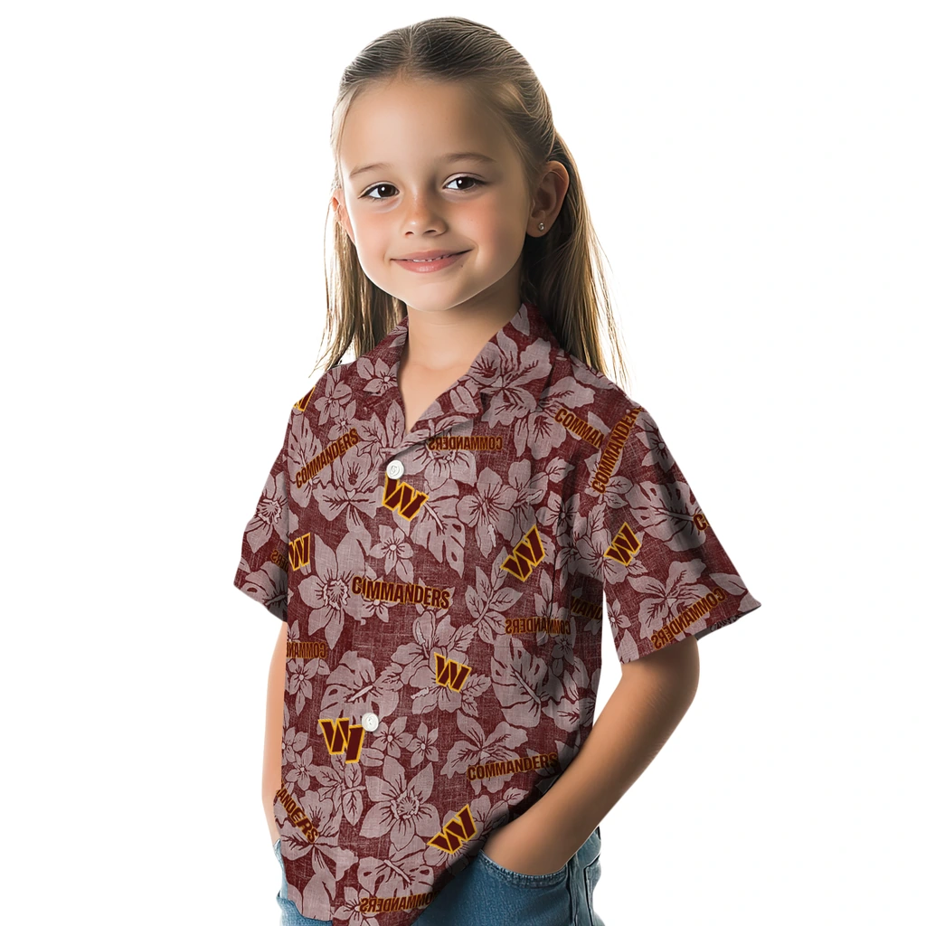 Washington Commanders Hawaiian Shirt - Hibiscus Oasis washington commanders hibiscus oasis burgundy hawaiian shirts premium grade