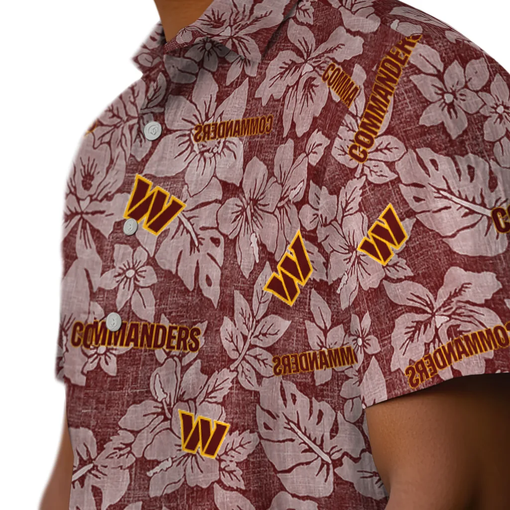 Washington Commanders Hawaiian Shirt - Hibiscus Oasis washington commanders hibiscus oasis burgundy hawaiian shirts trendy