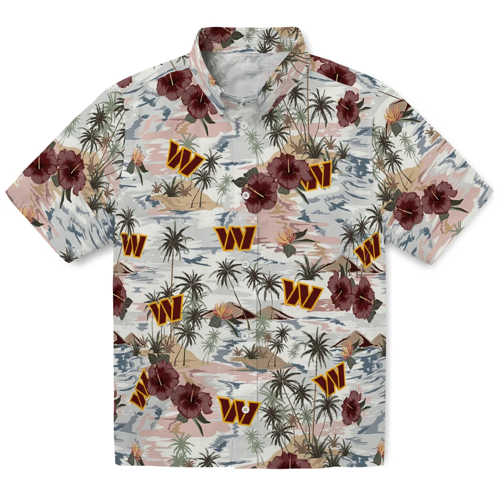 Washington Commanders Hawaiian Shirt - Hibiscus Seaside washington commanders hibiscus seaside white hawaiian shirts best selling