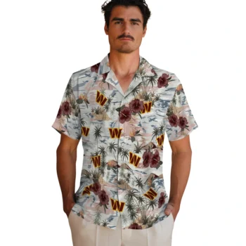 washington commanders hibiscus seaside white hawaiian shirts fashion forward