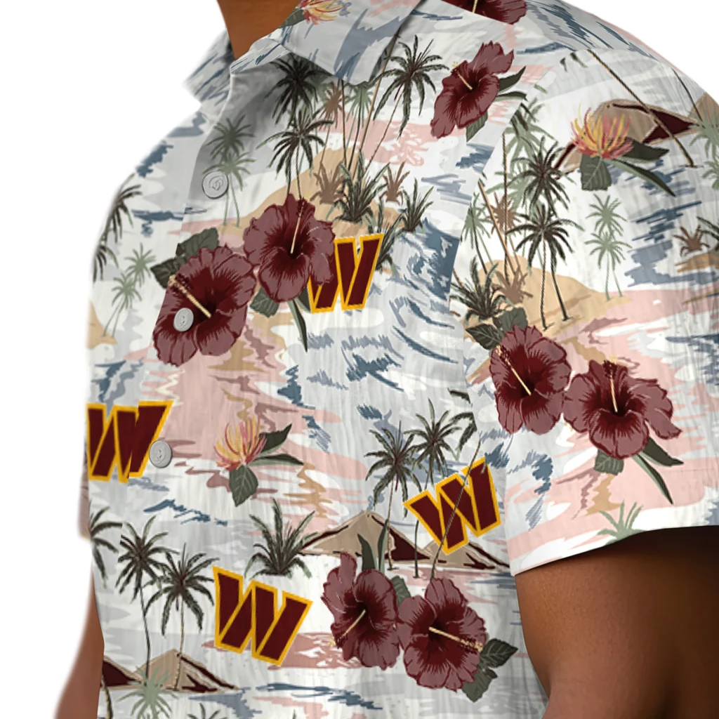 Washington Commanders Hawaiian Shirt - Hibiscus Seaside washington commanders hibiscus seaside white hawaiian shirts trendy