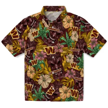 washington commanders tiki jungle burgundy hawaiian shirts best selling