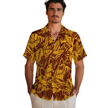 washington commanders monstera layer burgundy hawaiian shirts fashion forward