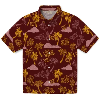 washington commanders palm and clouds burgundy hawaiian shirts best selling