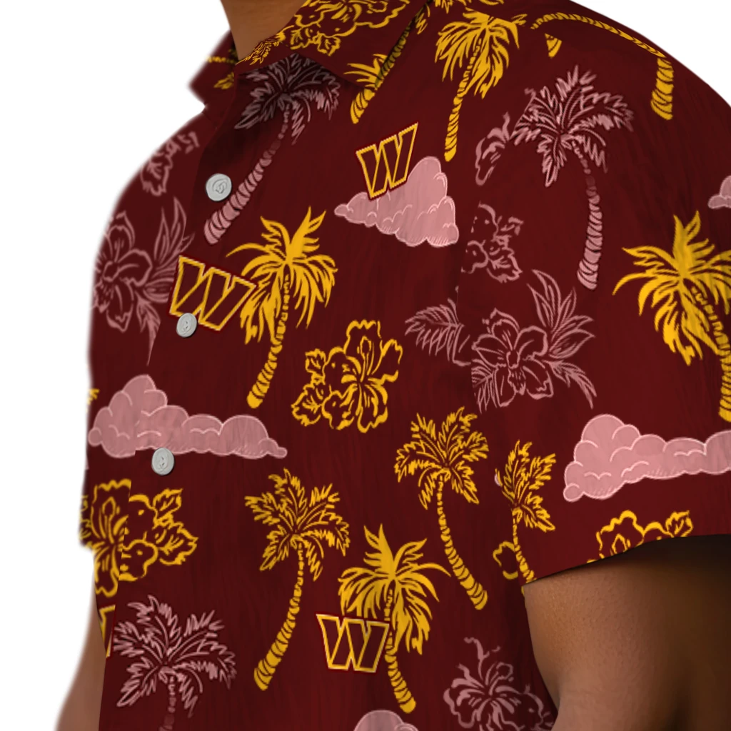 Washington Commanders Hawaiian Shirt - Palm And Clouds washington commanders palm and clouds burgundy hawaiian shirts trendy