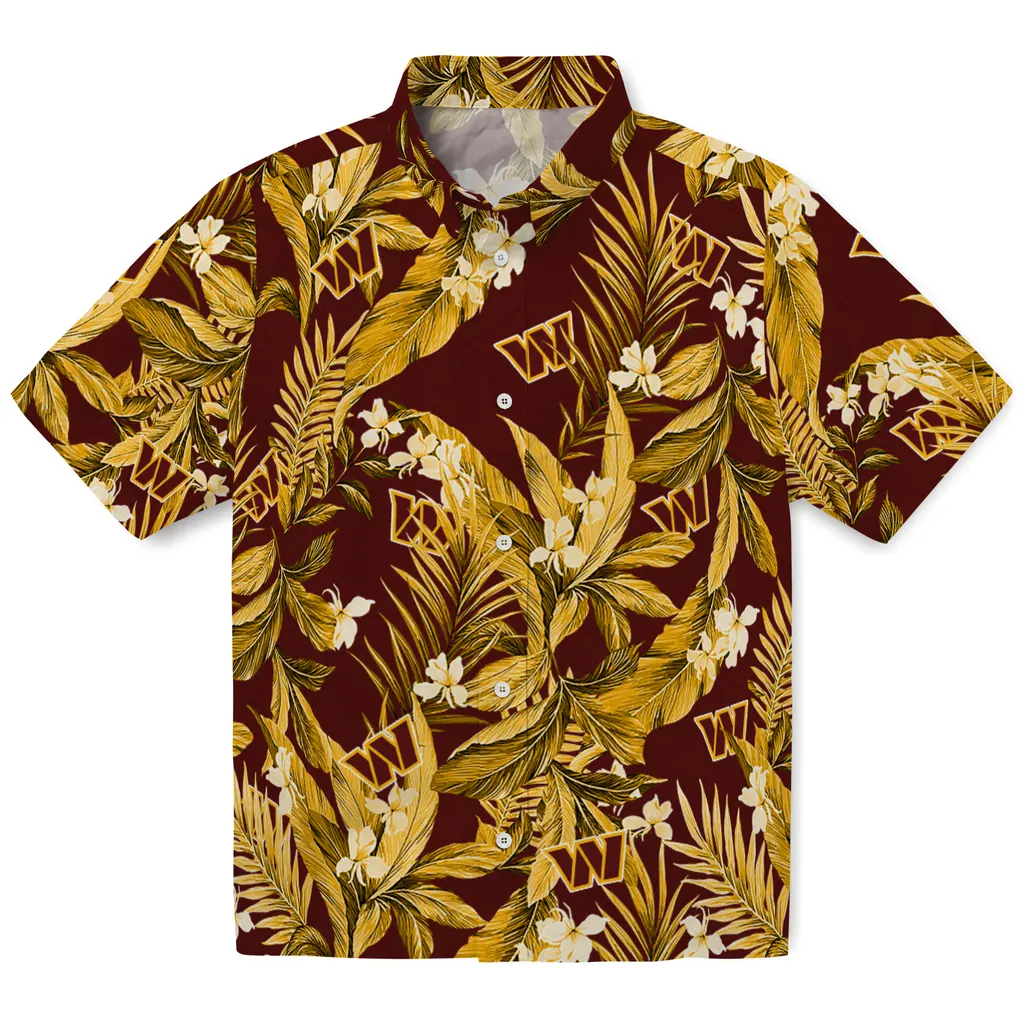Washington Commanders Hawaiian Shirt - Palm Leaves washington commanders palm leaves burgundy hawaiian shirts best selling